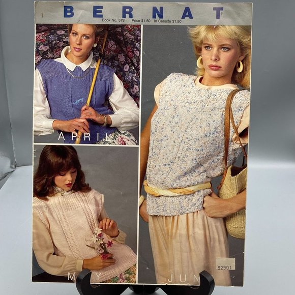 Vintage Bernat Handicrafter Pattern Magazine, Book 578 Year of Fashion Vest Knit - Picture 1 of 3